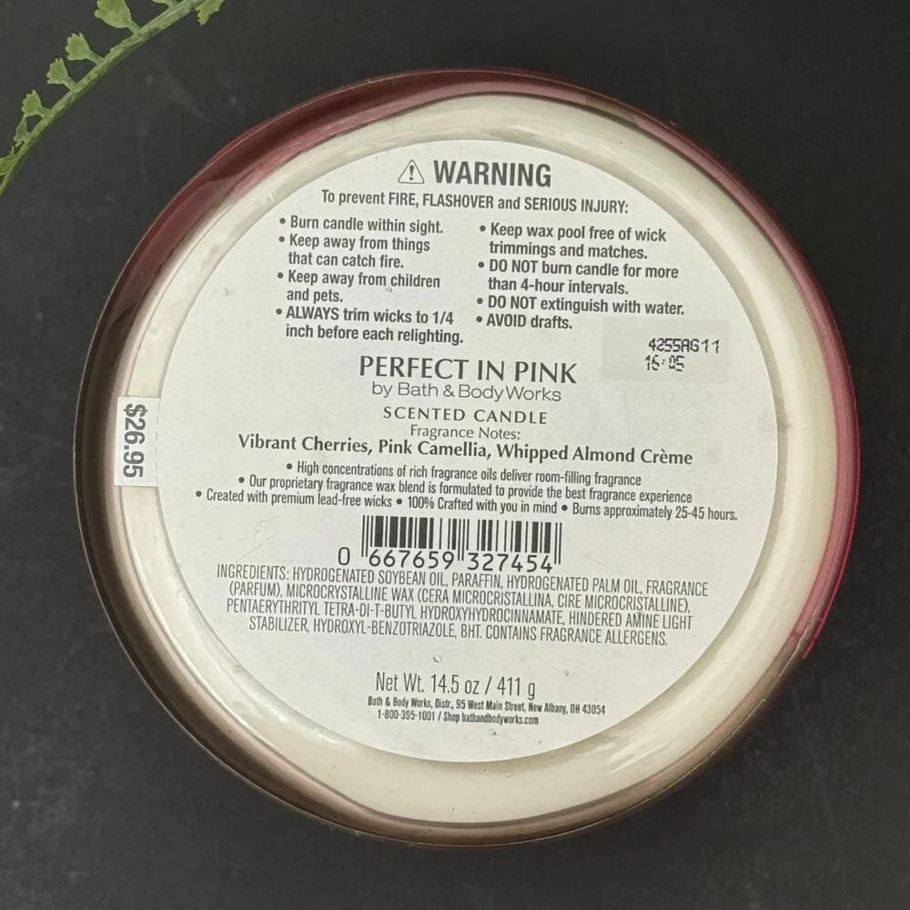 BBW Perfect in Pink Bath & Body Works 3 Wick Candle - Picture 10 of 10